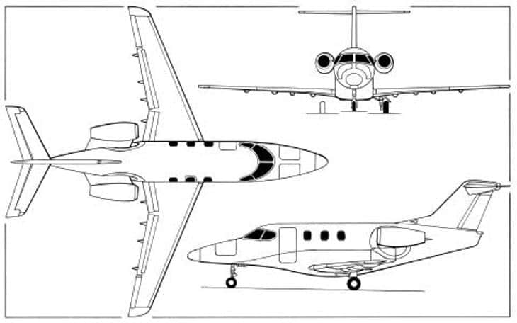 Beechcraft 390 Premier IA Technical Diagram